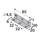 HETTICH Längswinkel, 30 x 30 x 87mm, verzinkt, 30 Stück