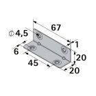 HETTICH Längswinkel, 67 x 20 x 20mm, verzinkt, 30 Stück