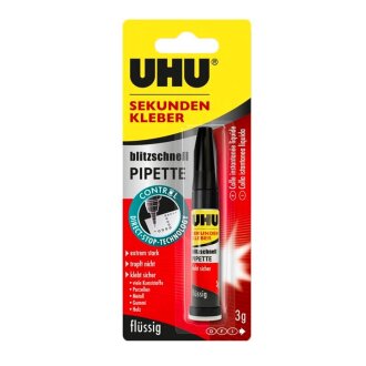 UHU Sekundenkleber Blitzschnell mit Pipette, 3g