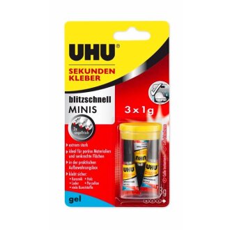 UHU Sekundenkleber blitzschnell MINIS, 3 x 1g