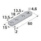 HETTICH Verbindungsblech, 15 x 60 x 2 mm, Stahl verzinkt, 50 Stück