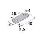HETTICH Verbindungsblech, 40 x15 x 1,5mm, Edelstahl, matt, 50 Stück