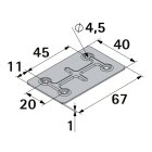 HETTICH Verbindungsblech, 60 x 40mm, verzinkt, 20 Stück