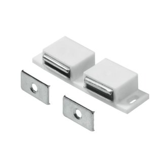 Magnetschnäpper 2x2-3 kg,  für zwei Türen, 72 x 13 x 21 mm, weiß 2 Stück