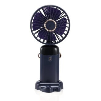 Handventilator mini, USB-Betrieb, wiederaufladbar, faltbar, 5 Stufen, mitternachtsblau