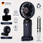 Handventilator, USB-Betrieb, wiederaufladbar, faltbar, 5...