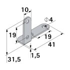 HETTICH Winkelblech rechts, 10 x 40 x 30 x 1,5mm, Stahl verzinkt, 25 Stück