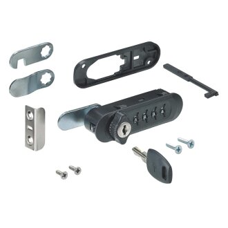 HETTICH Zahlenschloss mit Riegel rechts, Kunststoff, schwarz, 24 x 86,8mm