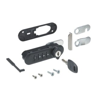 HETTICH Zahlenschloss mit Riegel links, Kunststoff, schwarz, 24 x 86,8 mm