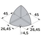 HETTICH Kistenecke, 45 x 45 x 45mm, Stahl vernickelt, 25 Stück